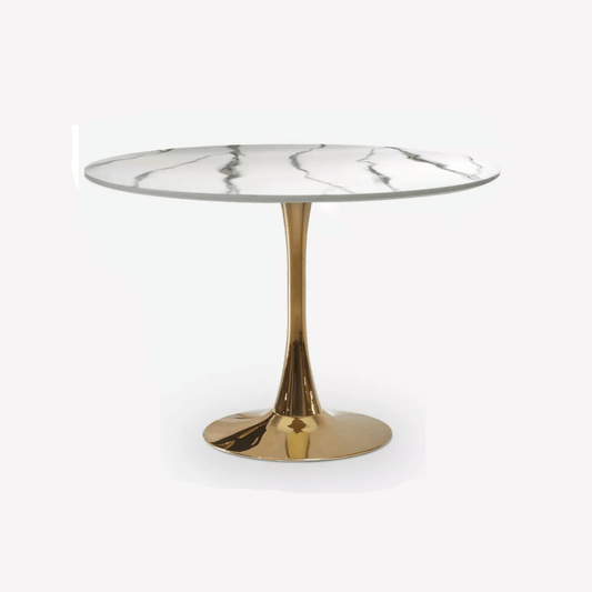 Location Table Ronde 120cm Elsa Blanche/Marbre/or