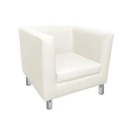 Location Fauteuil Cube Cuir Blanc - GP LOCO EVENEMENT