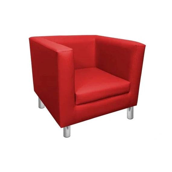 Location Fauteuil Cube Cuir Rouge - GP LOCO EVENEMENT