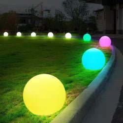 Location Sphère LED 40cm Moyenne - Boule Lumineuse Sol Jardin - GP LOCO EVENEMENT