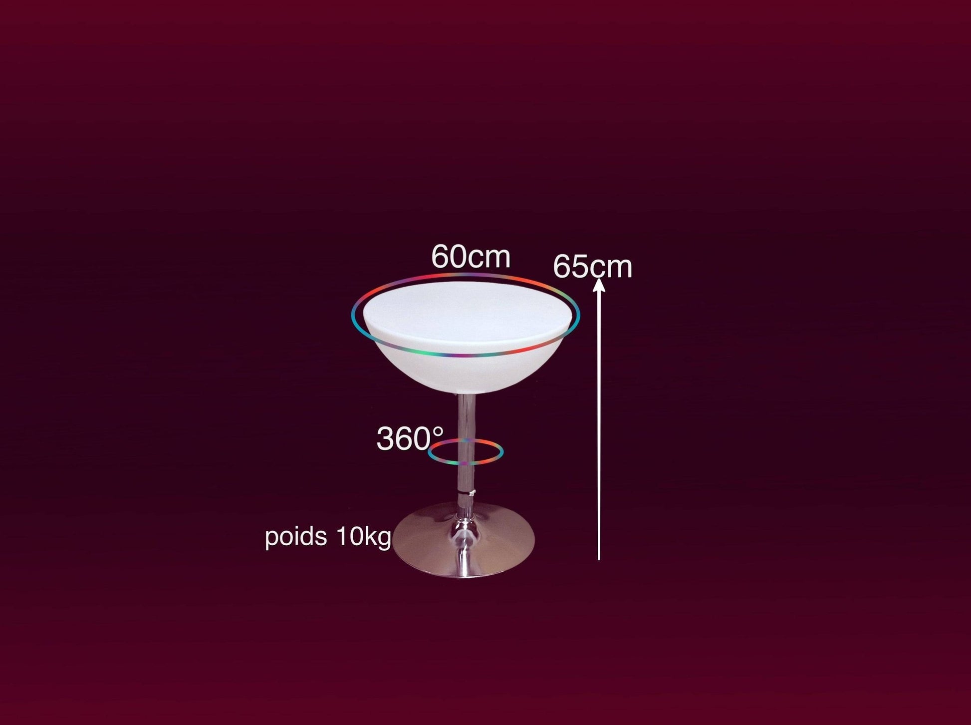 Location Table Basse Grégory Lumineuse - GP LOCO EVENEMENT