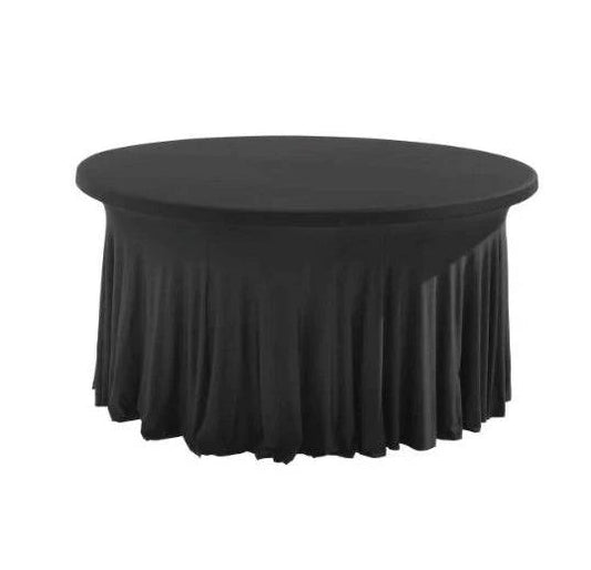 Location Table Pliante Ronde 180cm Nappe Plissée Noire - GP LOCO EVENEMENT