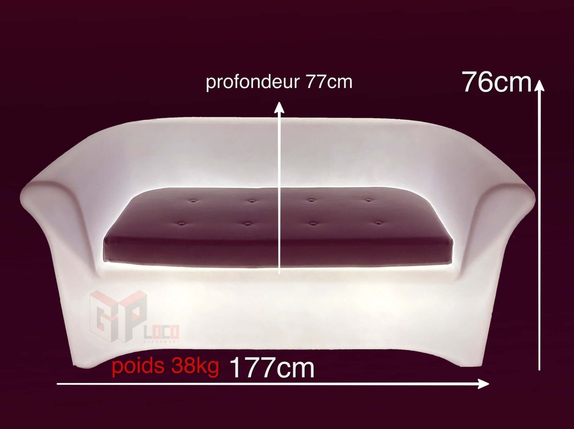Location Canapé Diamant Lumineux - GP LOCO EVENEMENT